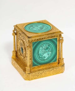 Exquisite Quality Napoleon III Engraved Ormolu and Malachite Perfume Bottle Box