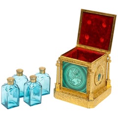 Exquisite Quality Napoleon III Engraved Ormolu and Malachite Perfume Bottle Box