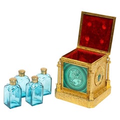 Exquisite Quality Napoleon III Engraved Ormolu and Malachite Perfume Bottle Box