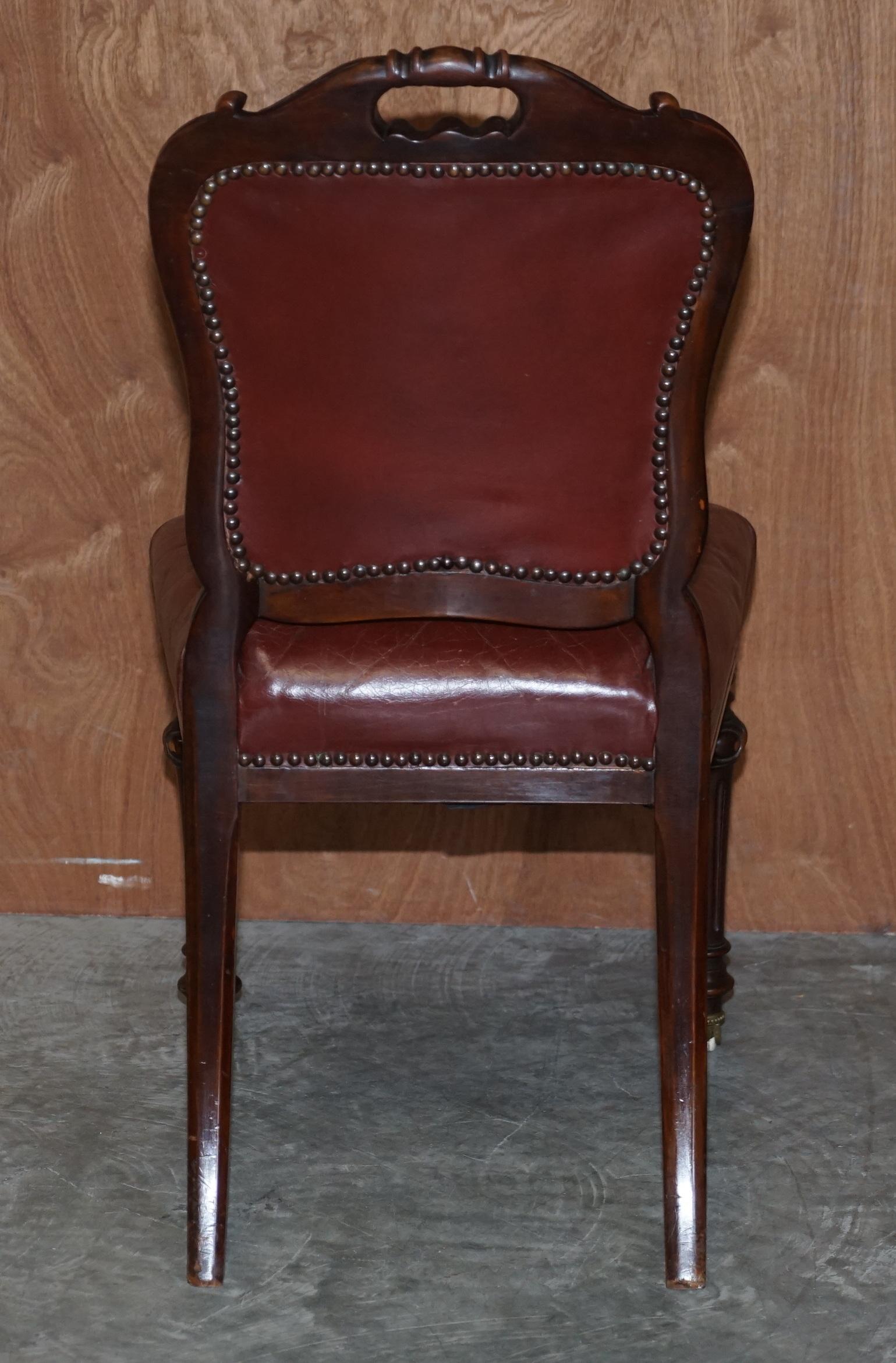 Exquisite Quality Victorian 1860 Hardwood & Leather Dining Chairs After Gillows For Sale 7