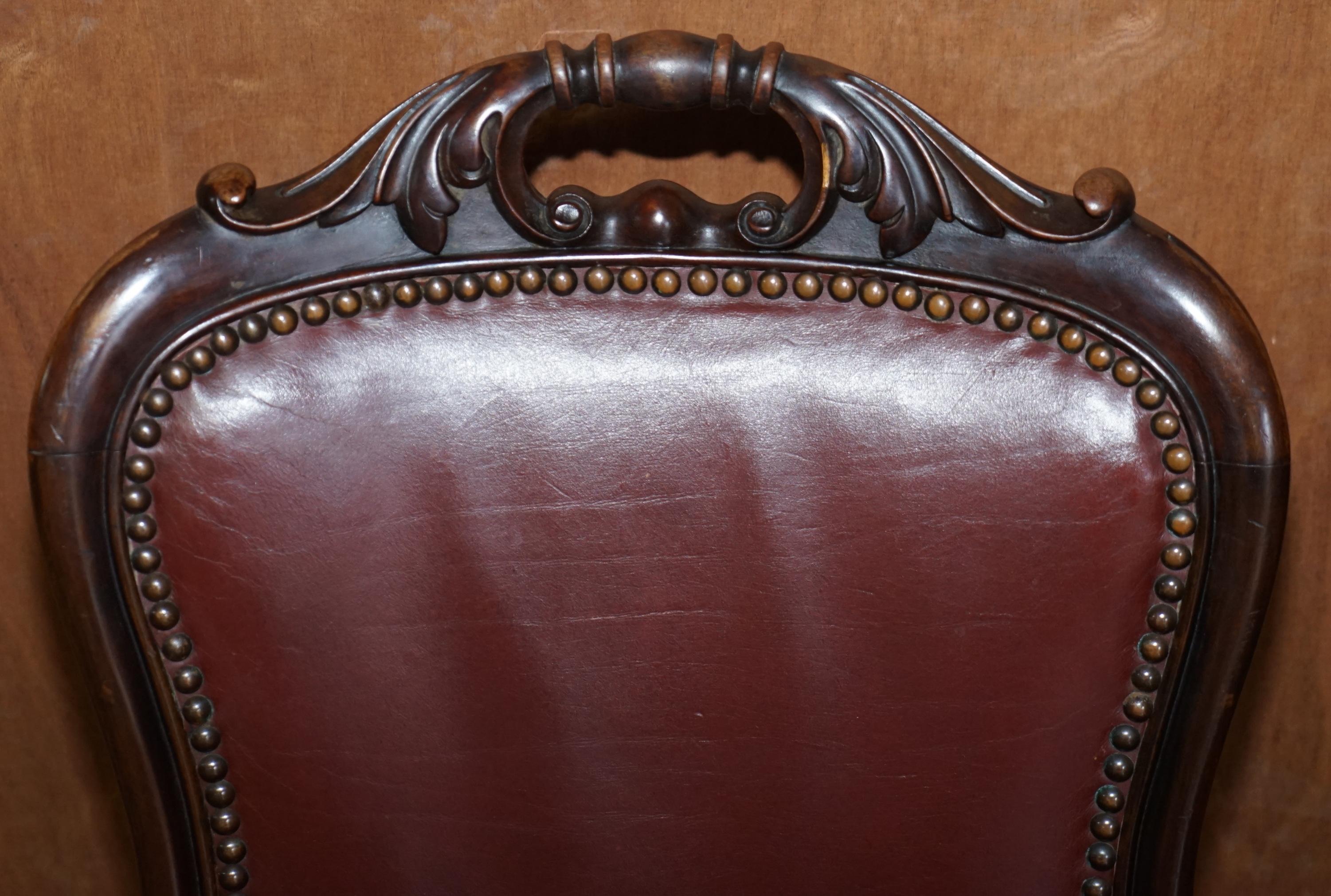 Hand-Crafted Exquisite Quality Victorian 1860 Hardwood & Leather Dining Chairs After Gillows For Sale