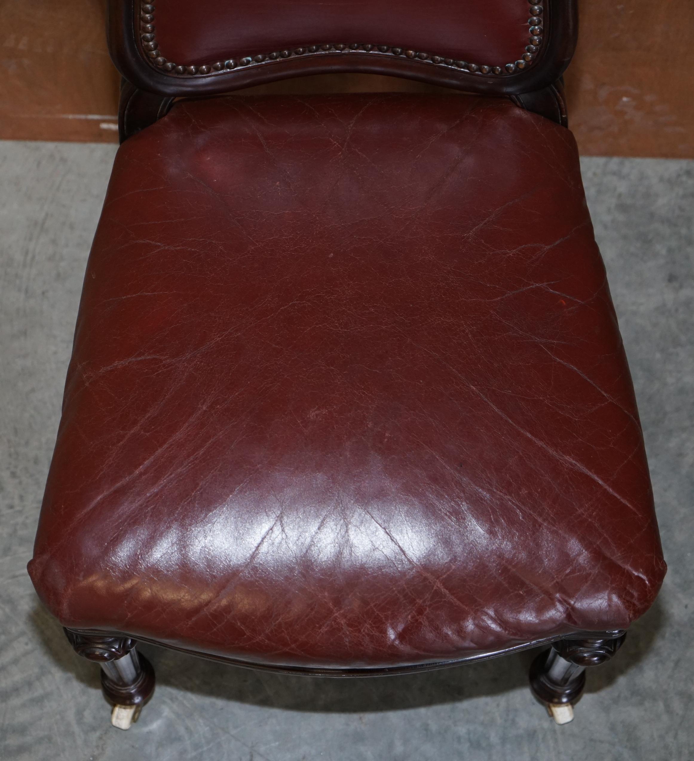 Mid-19th Century Exquisite Quality Victorian 1860 Hardwood & Leather Dining Chairs After Gillows For Sale