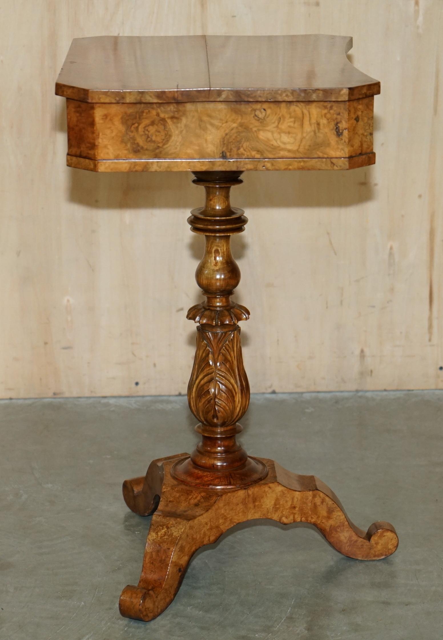 EXQUISITE QUALITY WILLIAM IV CIRCA 1830 BURR WALNUT SiDE END WORK SEWING TABLE For Sale 8