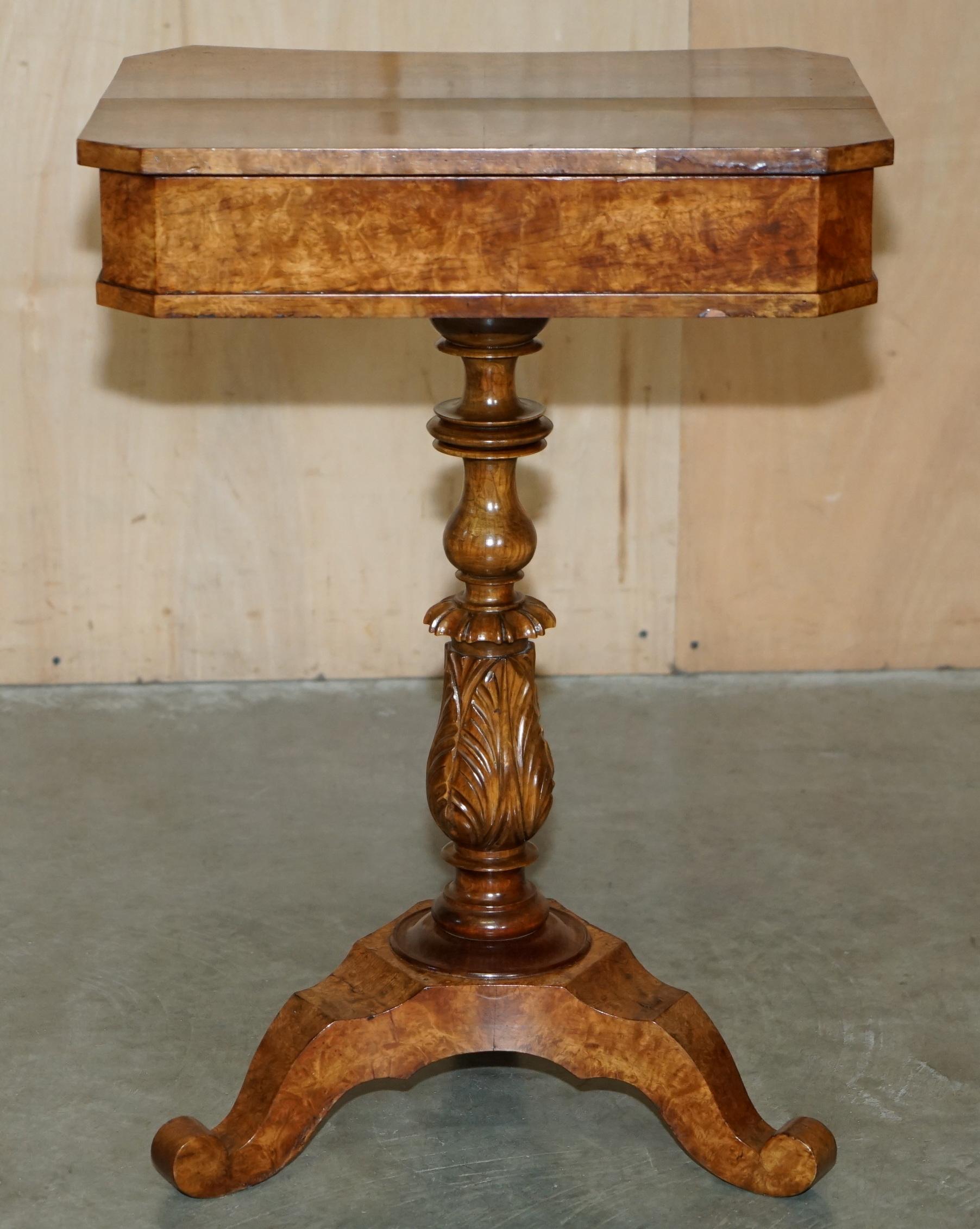 EXQUISITE QUALITY WILLIAM IV CIRCA 1830 BURR WALNUT SiDE END WORK SEWING TABLE For Sale 10