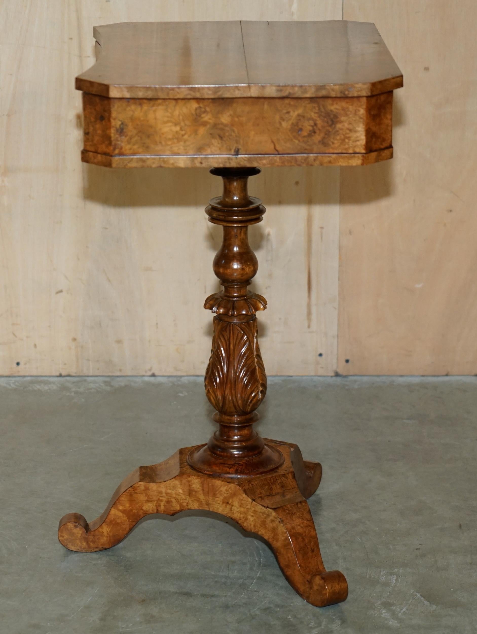 EXQUISITE QUALITY WILLIAM IV CIRCA 1830 BURR WALNUT SiDE END WORK SEWING TABLE For Sale 11