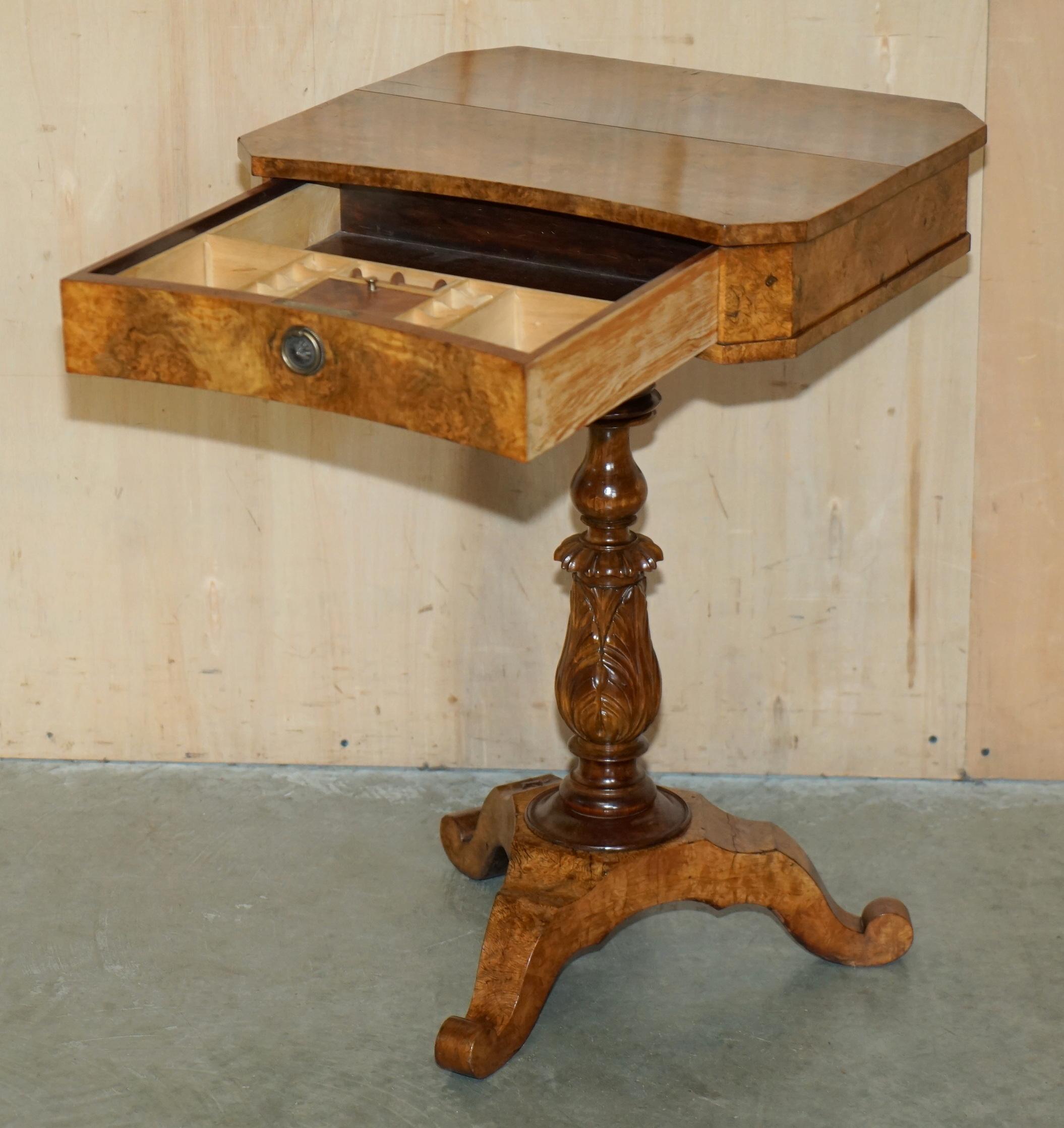 EXQUISITE QUALITY WILLIAM IV CIRCA 1830 BURR WALNUT SiDE END WORK SEWING TABLE For Sale 12