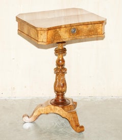 EXQUISITE QUALITY WILLIAM IV CIRCA 1830 BURR WALNUT SiDE END WORK SEWING TABLE