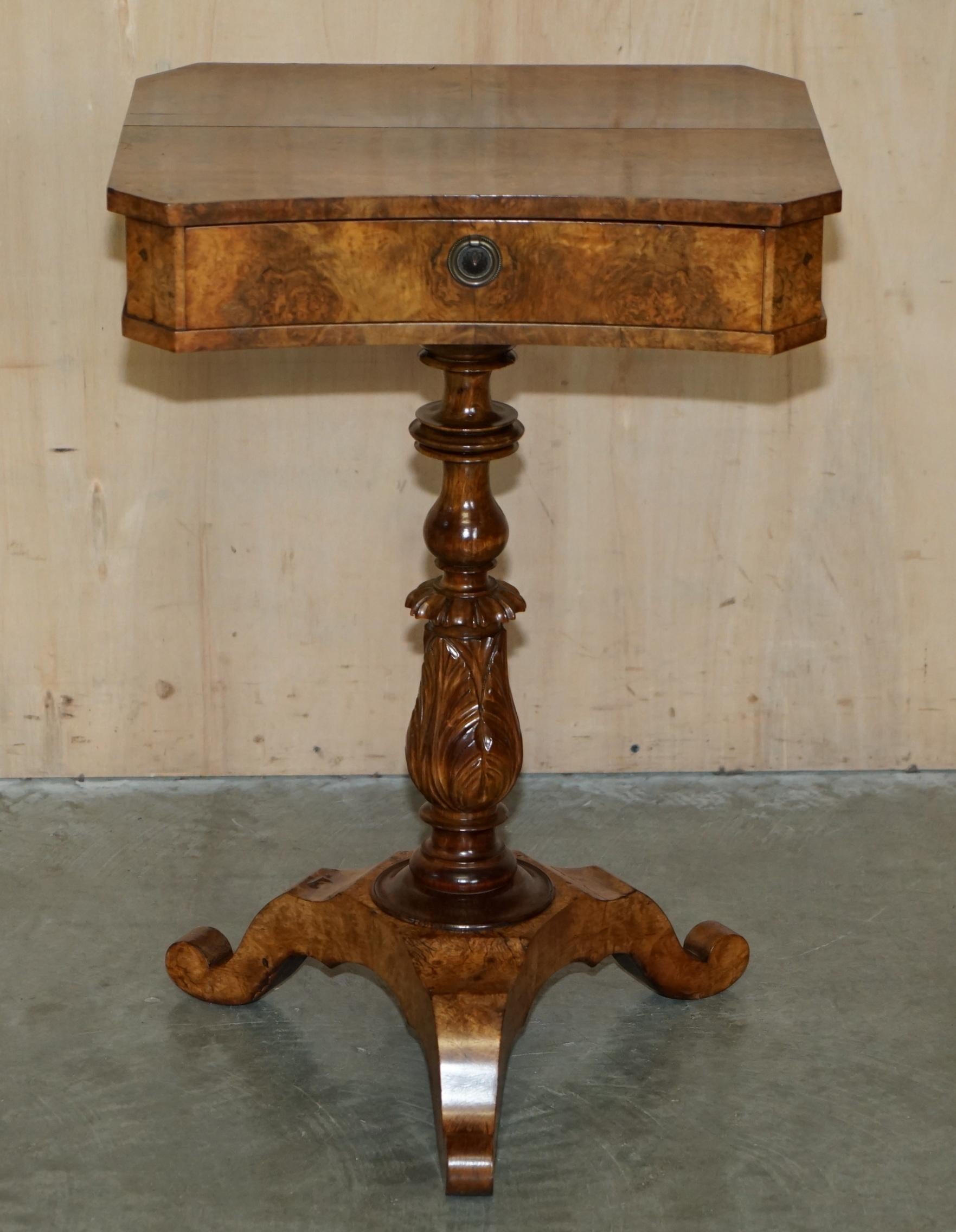 William IV EXQUISITE QUALITY WILLIAM IV CIRCA 1830 BURR WALNUT SiDE END WORK SEWING TABLE For Sale