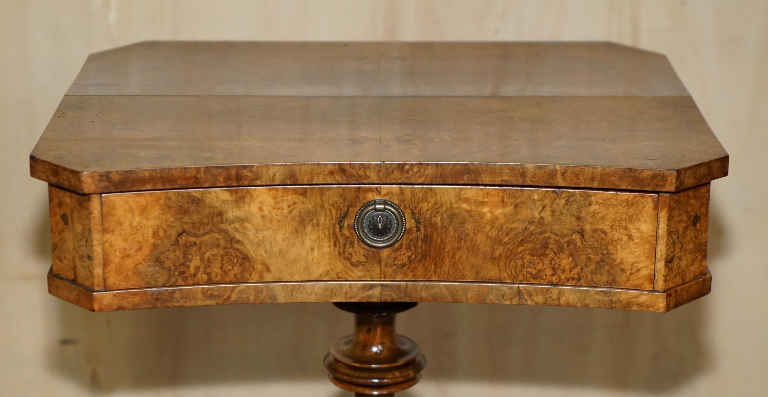 EXQUISITE QUALITY WILLIAM IV CIRCA 1830 BURR WALNUT SiDE END WORK SEWING TABLE For Sale 1