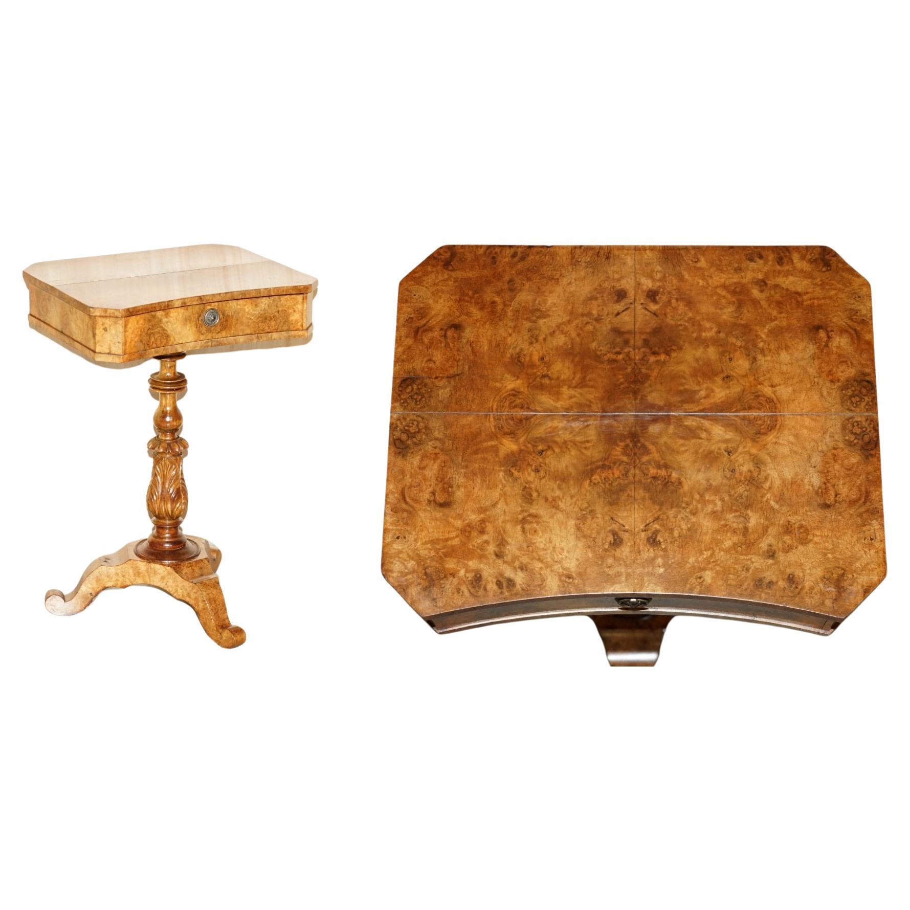 EXQUISITE QUALITY WILLIAM IV CIRCA 1830 BURR WALNUT SiDE END WORK SEWING TABLE For Sale