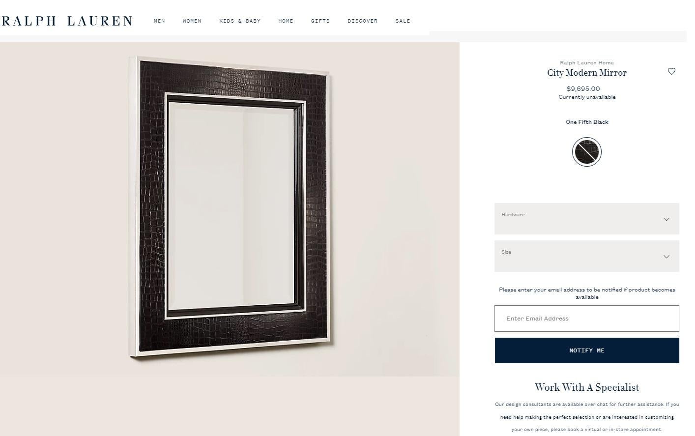 Royal House Antiques is delighted to offer for sale this absolutely stunning Ralph Lauren City Modern RRP £7600 wall mirror with polished Chrome frame and Tortoiseshell insert 

Please note the delivery fee is just a guide and covers London for the