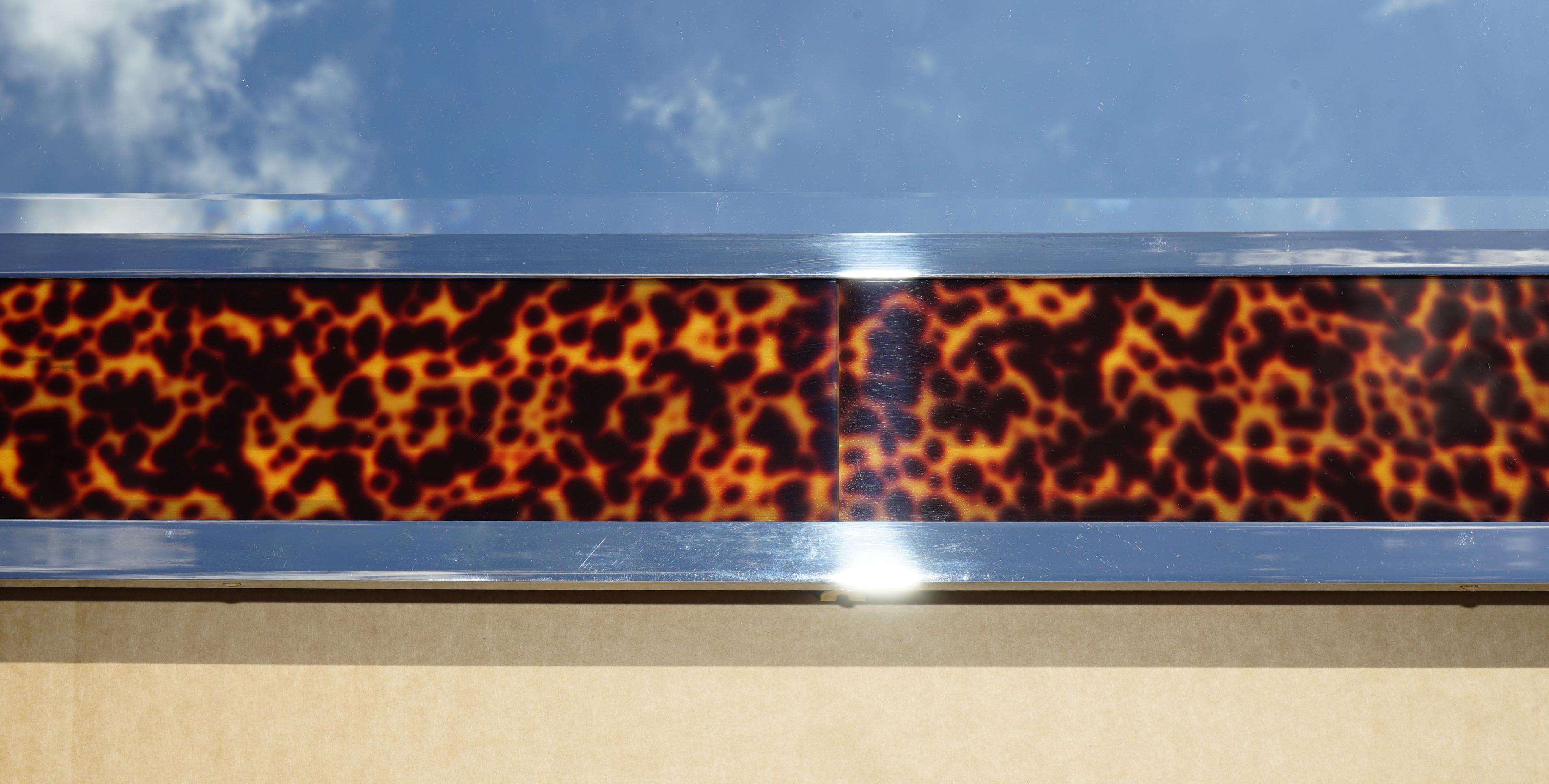 20th Century EXQUISiTE RALPH LAUREN CITY MODERN CHROME TORTOISE SHELL FRAMED MIRROR For Sale