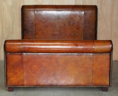 EXQUISITE RALPH LAUREN HAND DYED EUROPEAN KING SiZE BROWN LEATHER BED FRAME