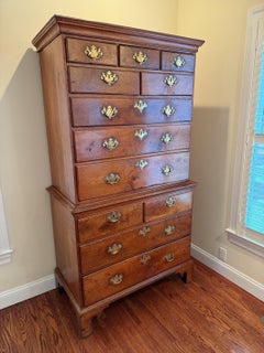 Exquisite & Rare 18th Century American Walnut Chippendale Style Chest on Chest