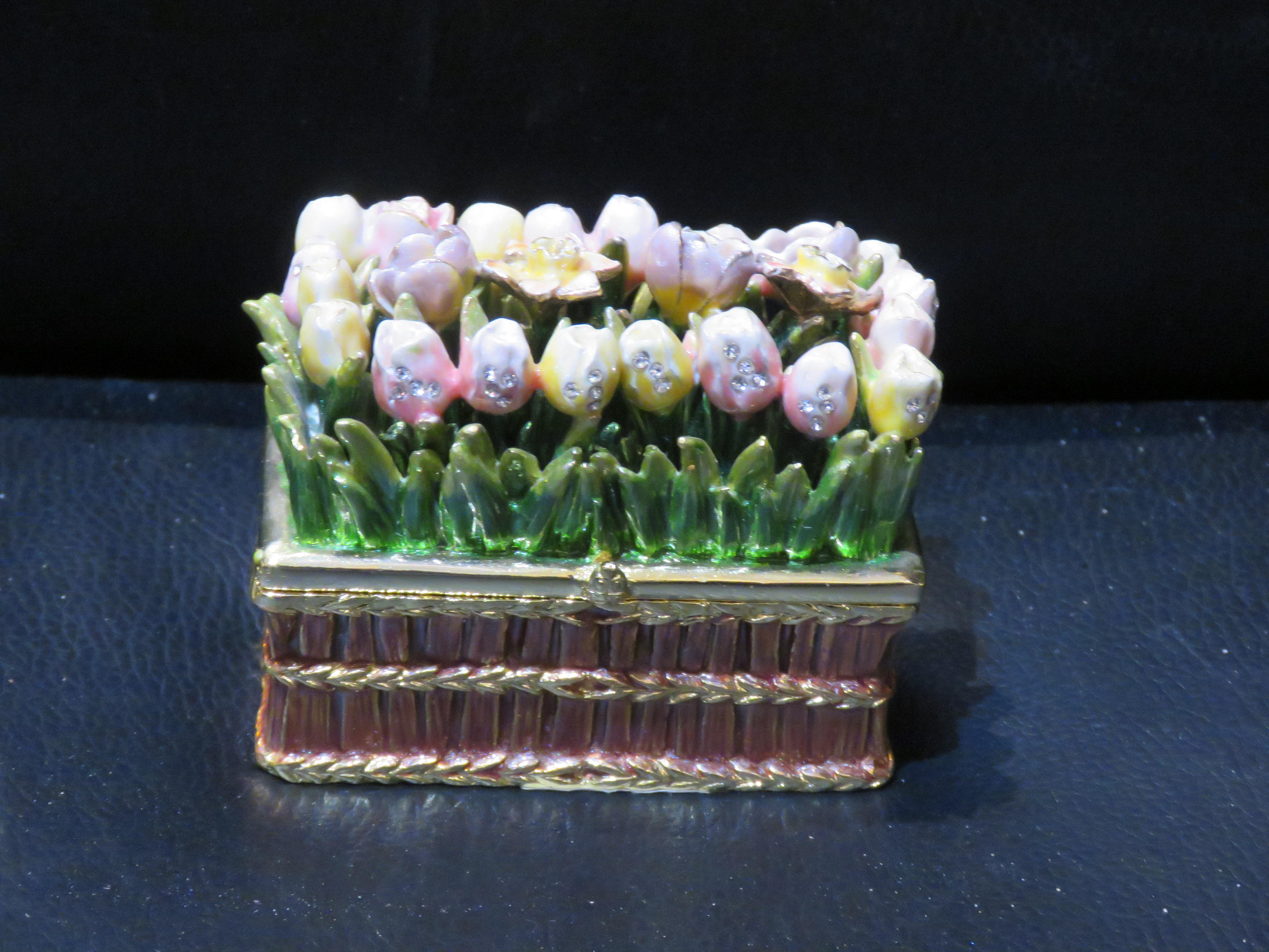 The Following Item that we are offering is A Rare and Impressive Magnificent and Exquisite Rare Large Handpainted Enamel Bronze Jewelry and Jewelry Holder / Pill Box. Outstandingly done with Magnificent Colors and Detail and Magnificent Austrian