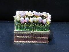 Exquisite Rare AUSTRIAN CRYSTAL Detailed Large Tulip and Poppy Jewelry Box