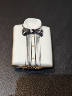 Exquisite Rare French Limoges Detailed Tuxedo Wedding Jewelry Cufflinks Box