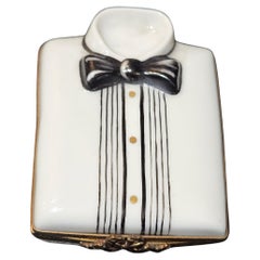 Exquisite Rare French Limoges Detailed Tuxedo Wedding Jewelry Cufflinks Box