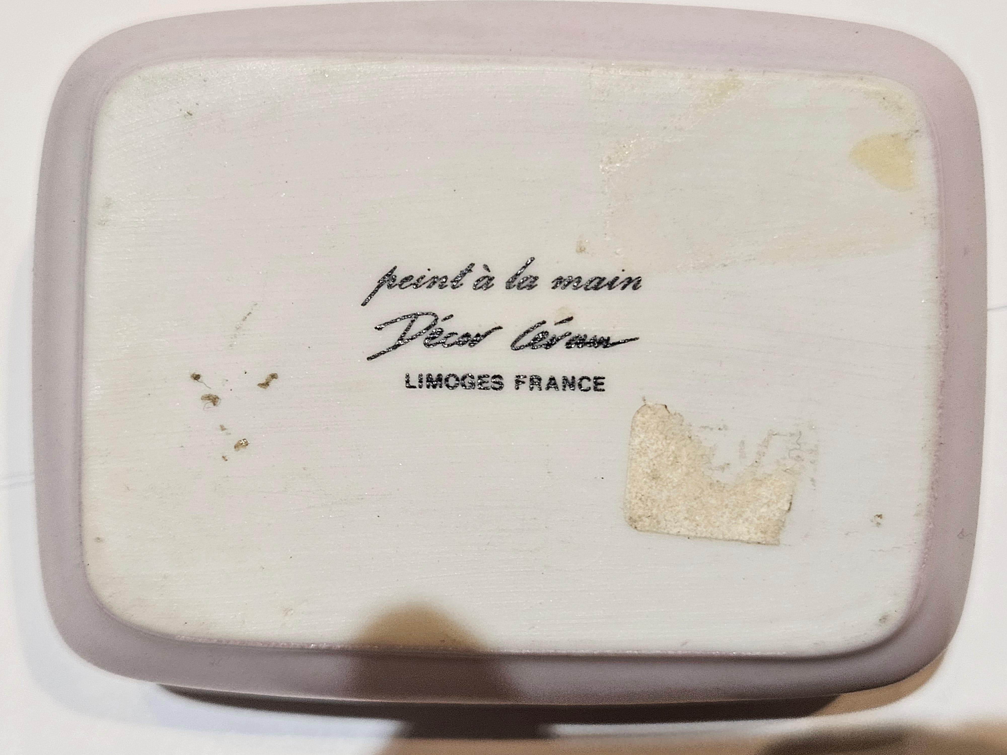 Exquisito y Raro Estuche Joyero Floral de Limoges Francés para Bodas Mano a Mano Porcelana en venta