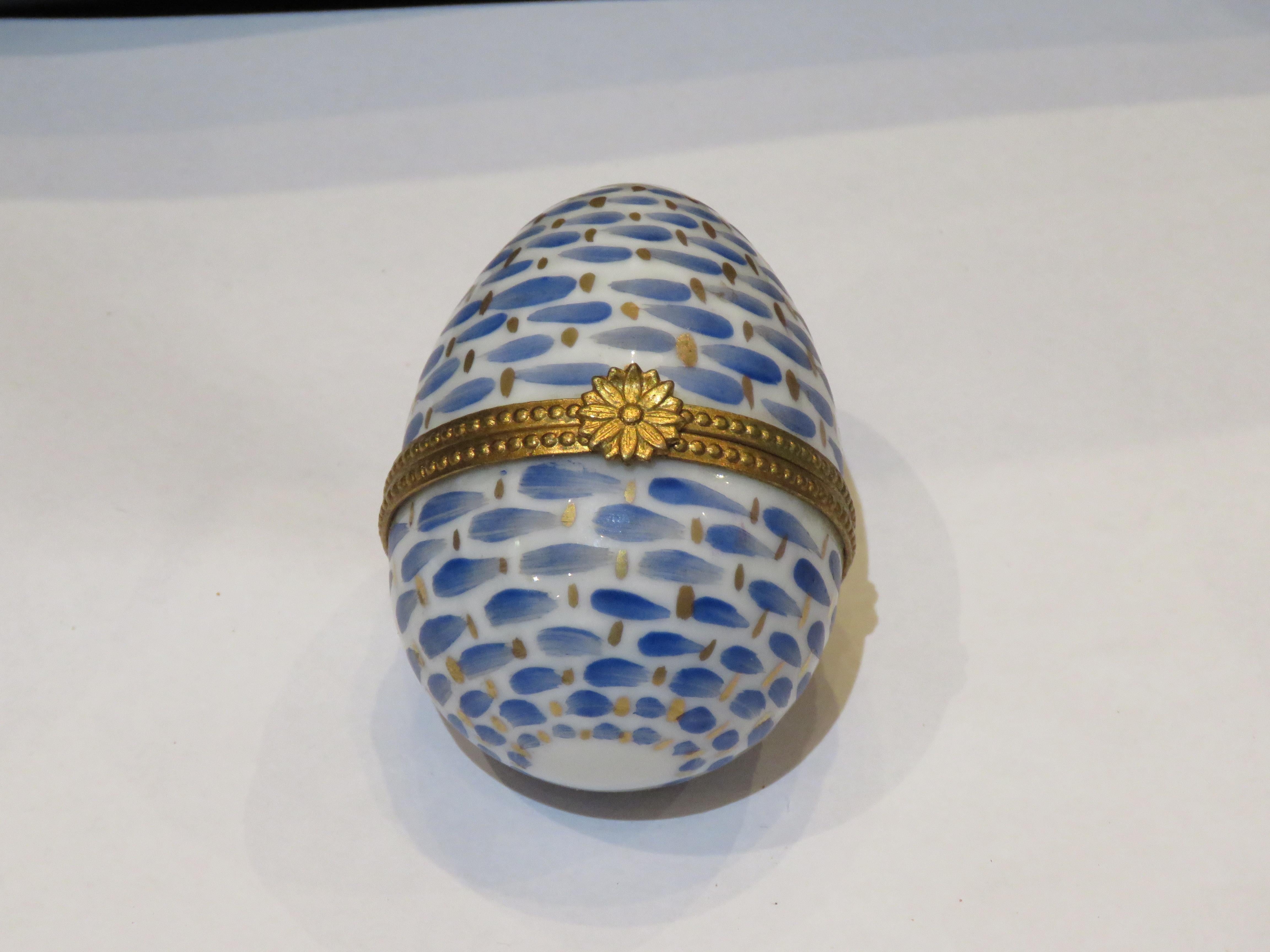 The Following Item that we are offering is A Rare and Impressive Magnificent and Exquisite Rare Large Handpainted Limoges Egg Stamped Porcelain and Bronze Jewelry Holder / Pill Box. Outstandingly done with Magnificent Colors and Detail. Stamped