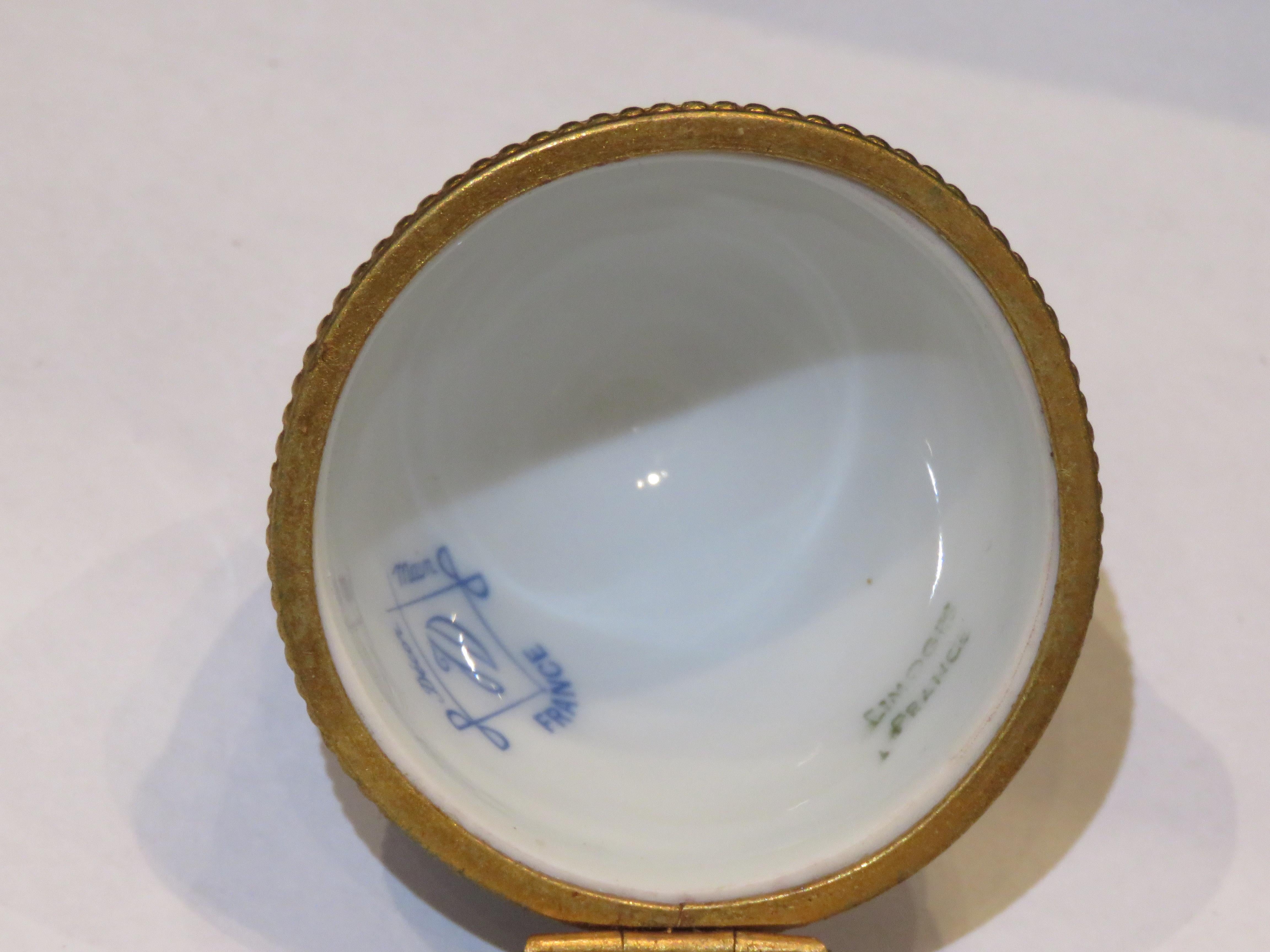 20th Century Exquisite Rare French Turquoise Blue and White Gold Limoges Box Egg For Sale