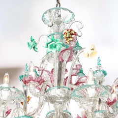 Exquisite & Rare Mid-Century Classical Hand-Blown Murano Twelve Arm Chandelier