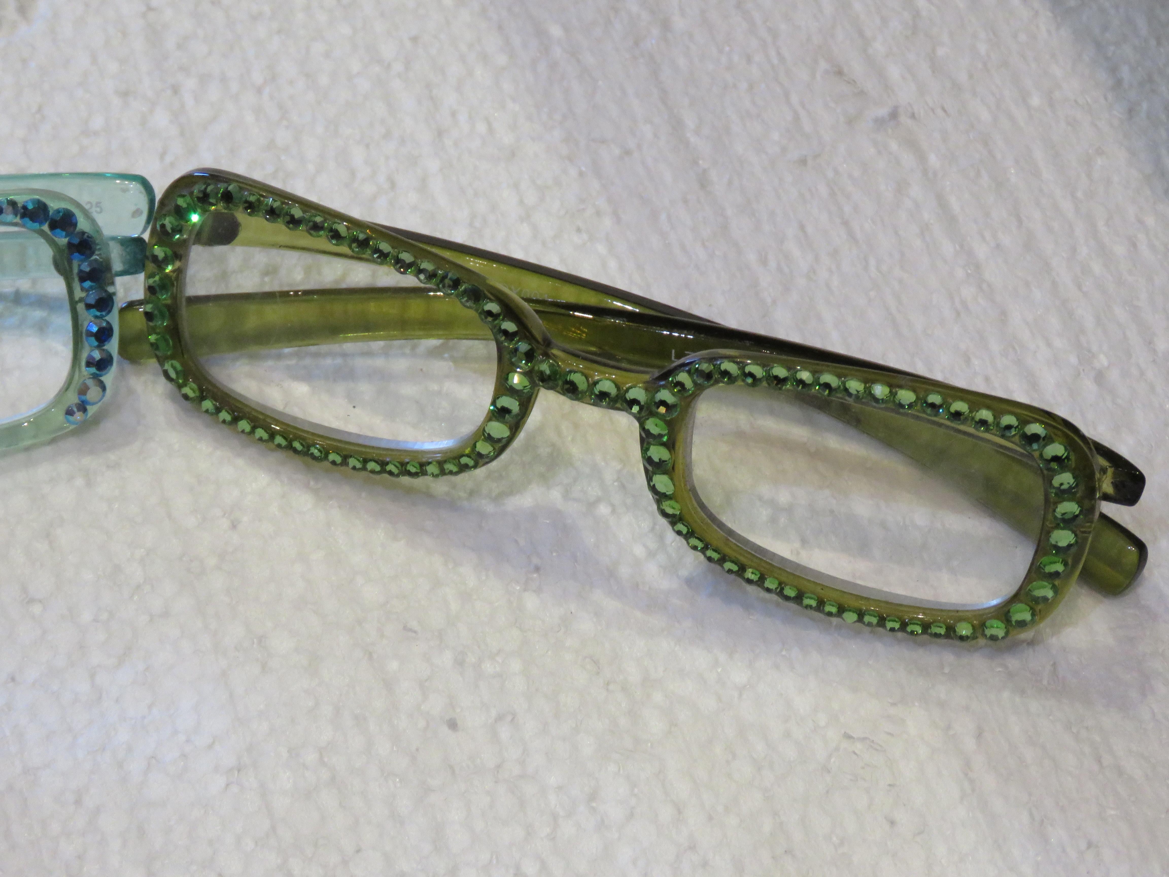 American Exquisite Rare Vintage Swarovski CRYSTAL Set of 3 reading Glasses For Sale