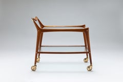 Refined Brass and Mahogany Bar Cart Trolley by Ico Parisi