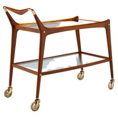 Refined Brass and Mahogany Bar Cart Trolley by Ico Parisi