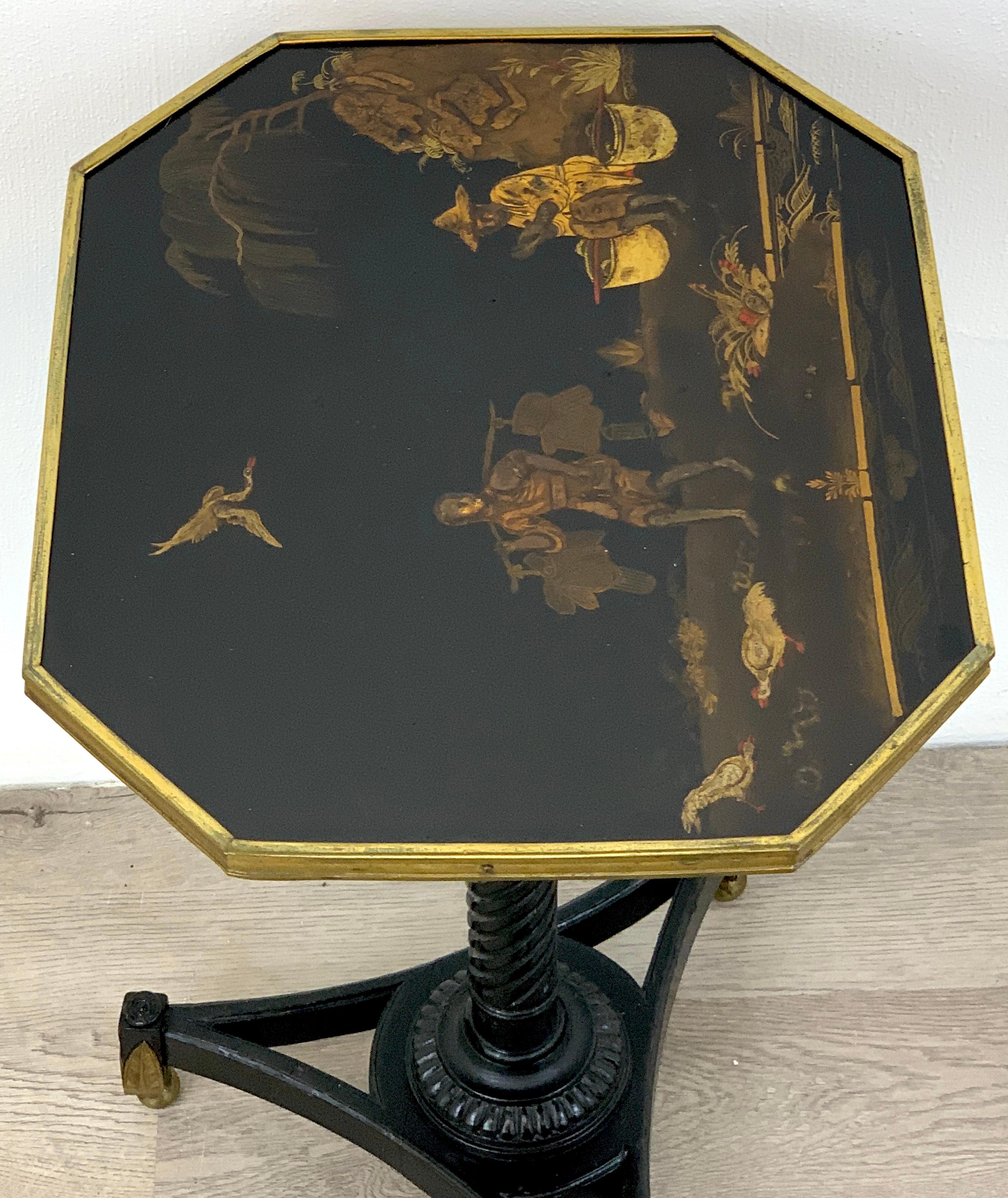 Ebonized Exquisite Regency Chinoiserie Side Table For Sale