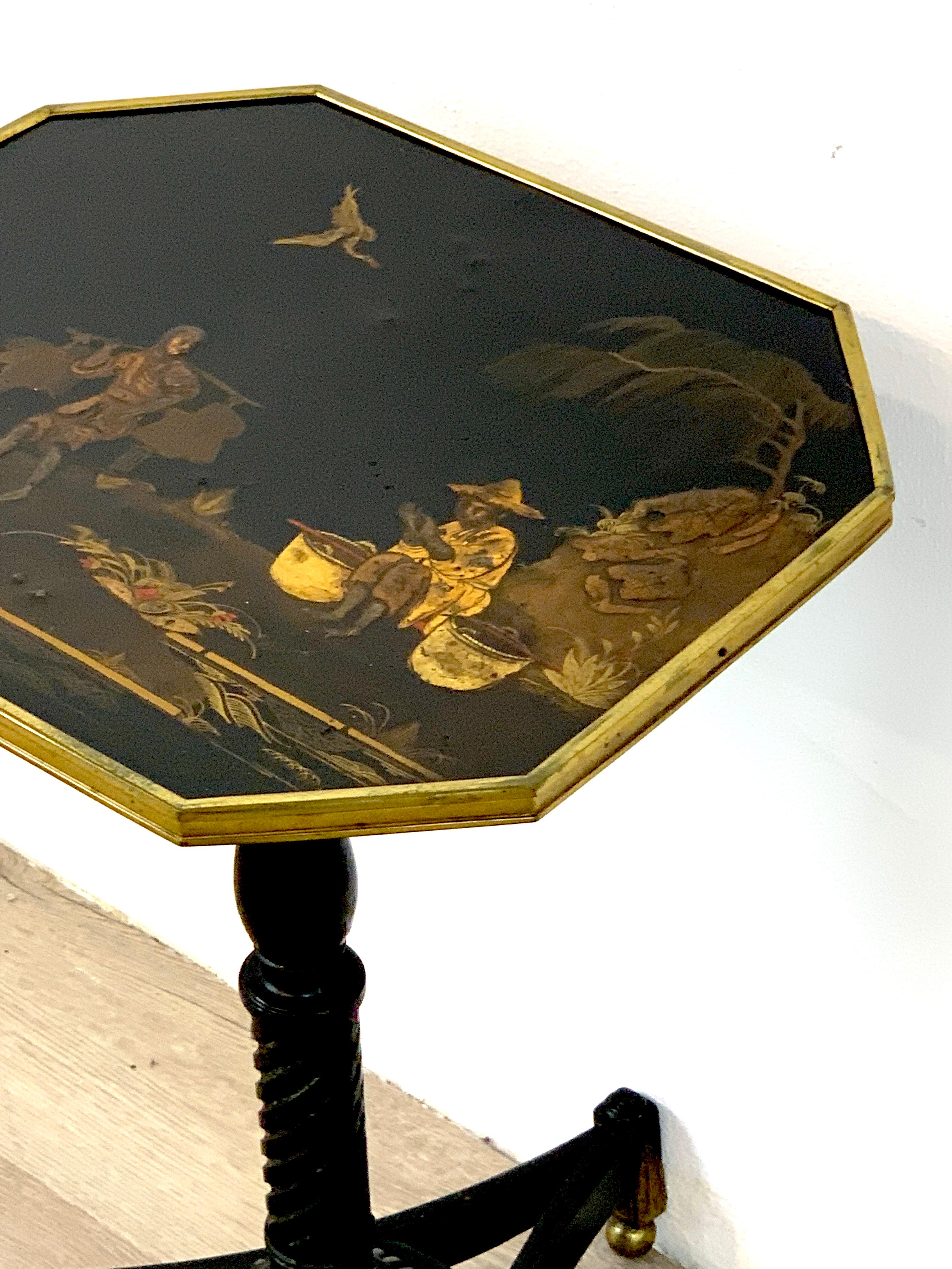 Lacquer Exquisite Regency Chinoiserie Side Table For Sale