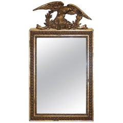 Antique Exquisite Regency Circa 1810-1820 Gilded Gesso Mirror Hand Carved Large Eagle