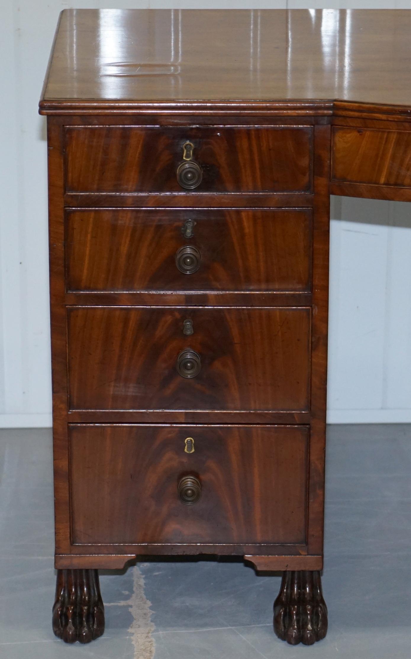 Exquisite Regency Period 1815 Hardwood Kneehole Desk with Lion Hairy Paw Feet For Sale 4