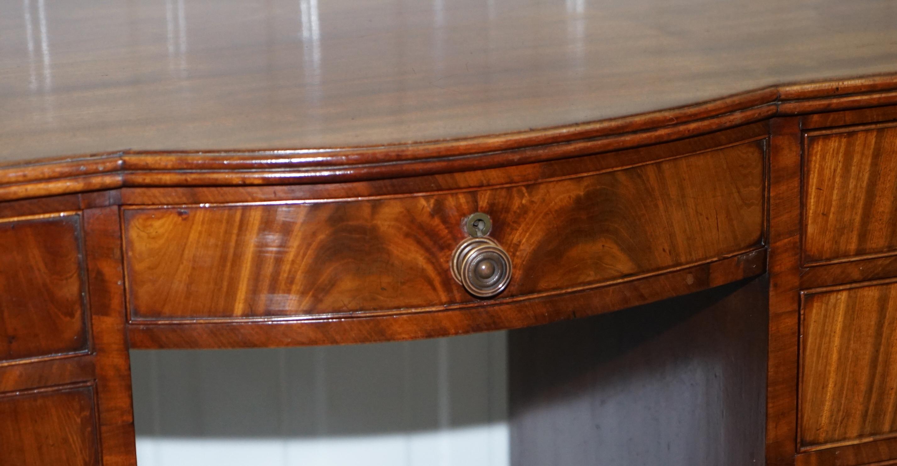 Exquisite Regency Period 1815 Hardwood Kneehole Desk with Lion Hairy Paw Feet For Sale 3