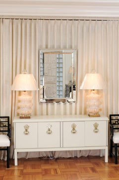 Exquisite Restored Amber Accent Blown Glass Pagoda Murano Lamps by Mazzega