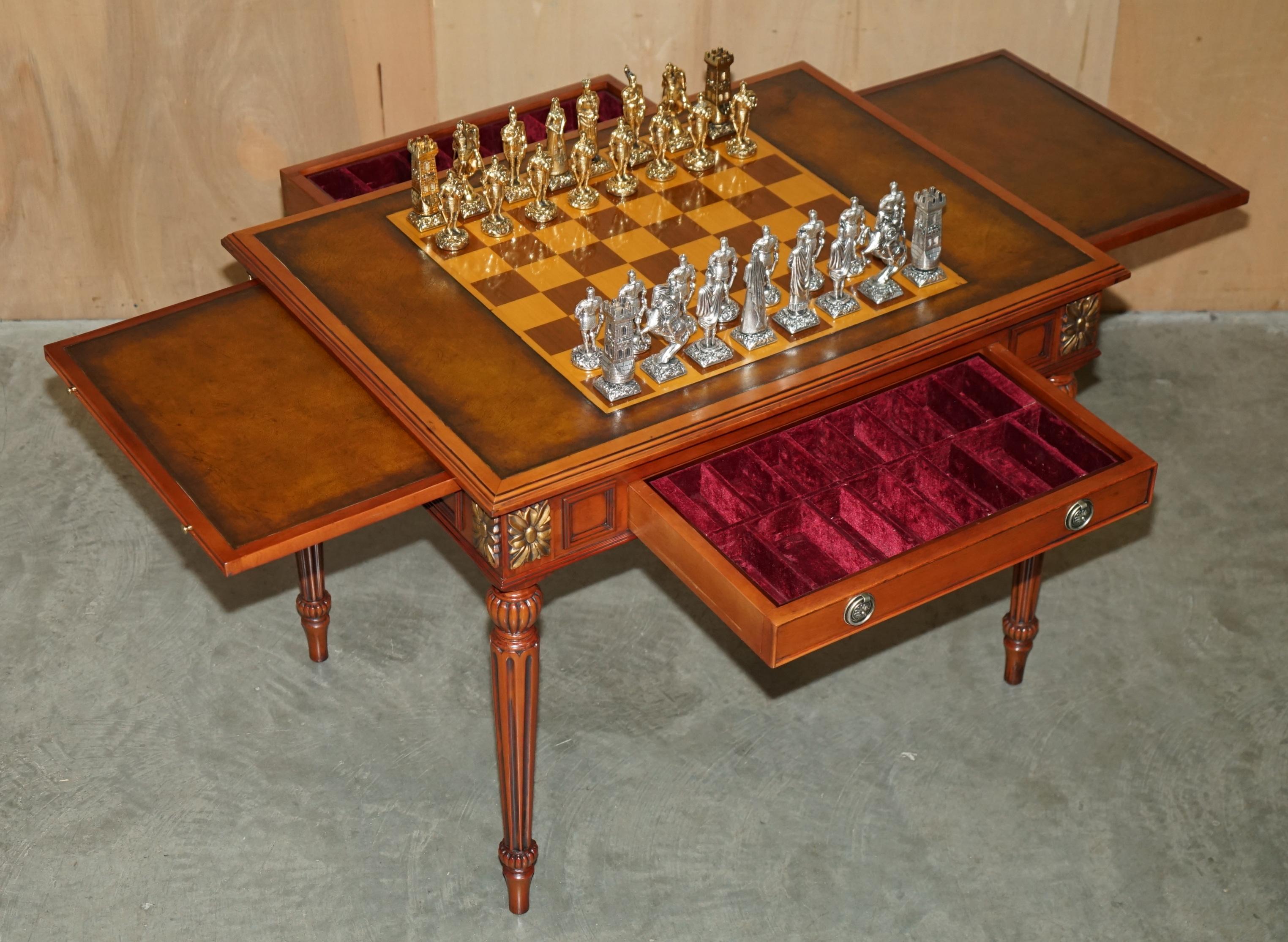 EXQUISiTE RESTORED CHESSBOARD TABLE and LEATHER CHESTERFIELD ARMCHAIRS ...