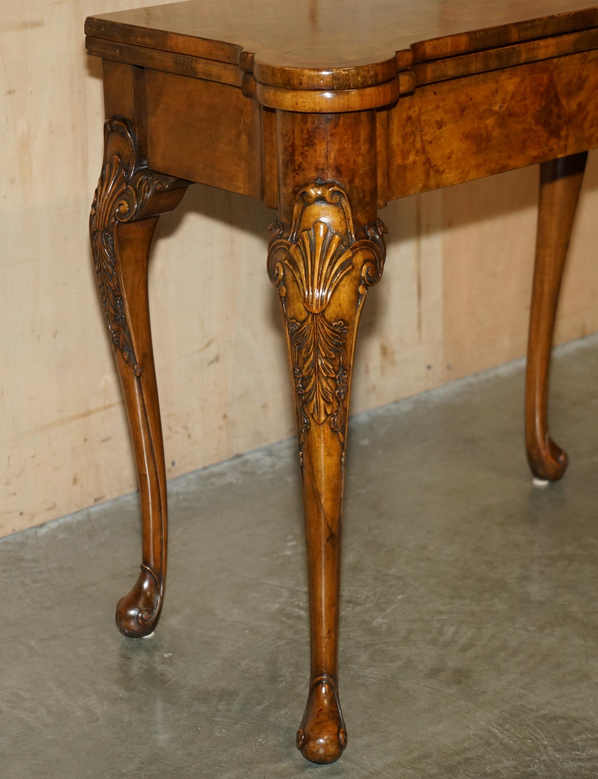 Hand-Crafted EXQUISITE RESTORED GEORGE II STYLE BURR WALNUT EMBROiDERED GAMES CARD TABLE For Sale
