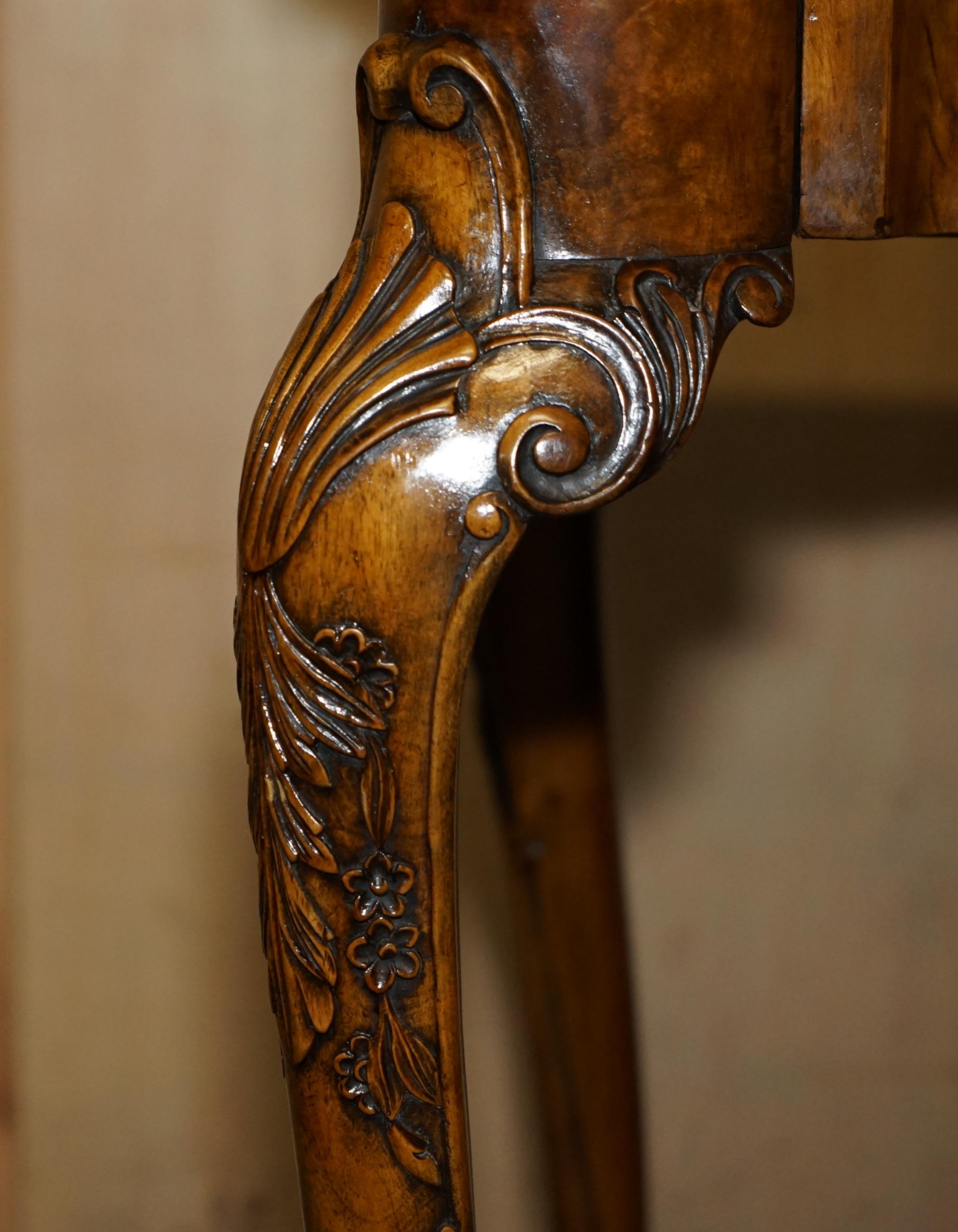 Fabric EXQUISITE RESTORED GEORGE II STYLE BURR WALNUT EMBROiDERED GAMES CARD TABLE For Sale