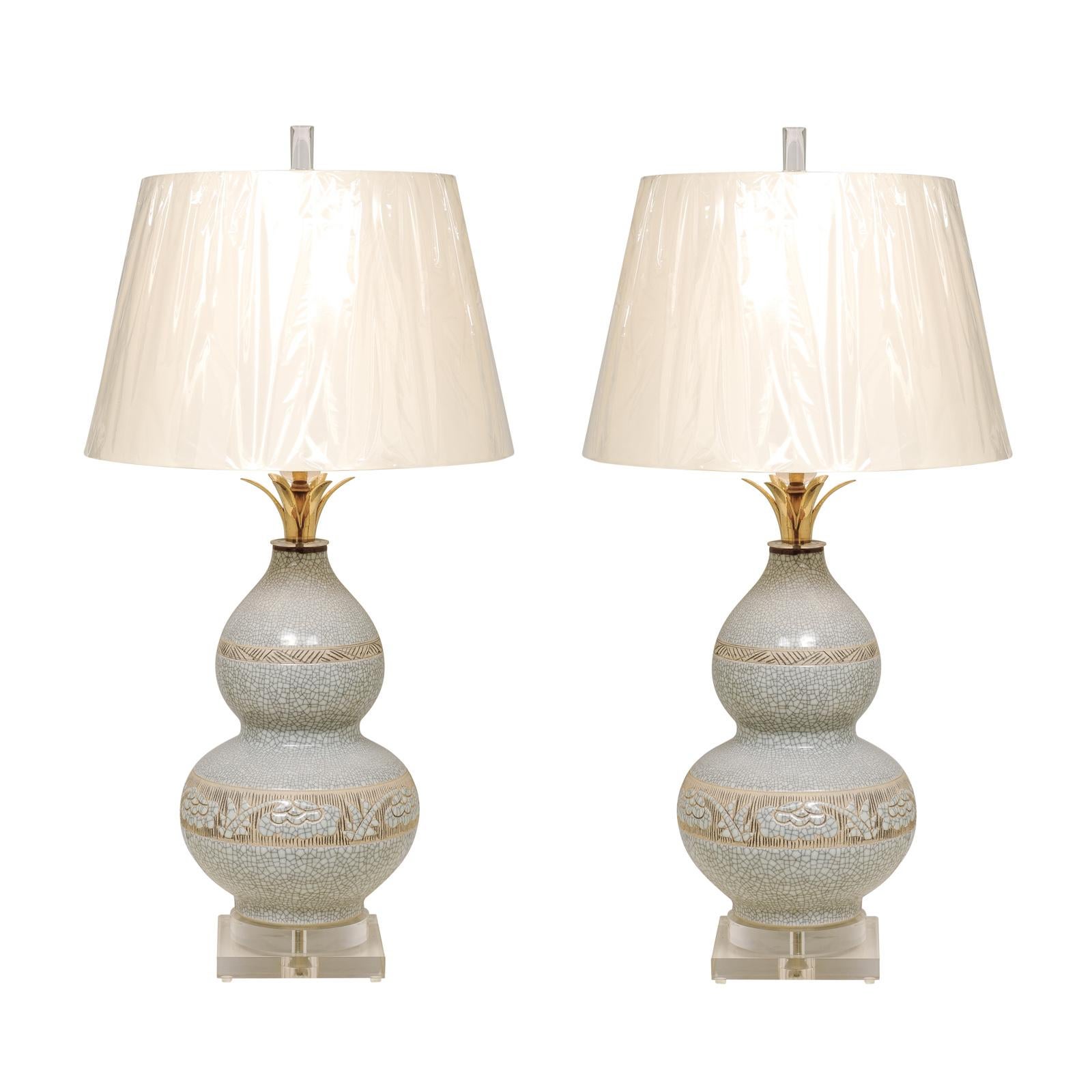 Exquisites restauriertes Paar Kalebassenlampen von Marbro, Italien, um 1960 im Angebot 8