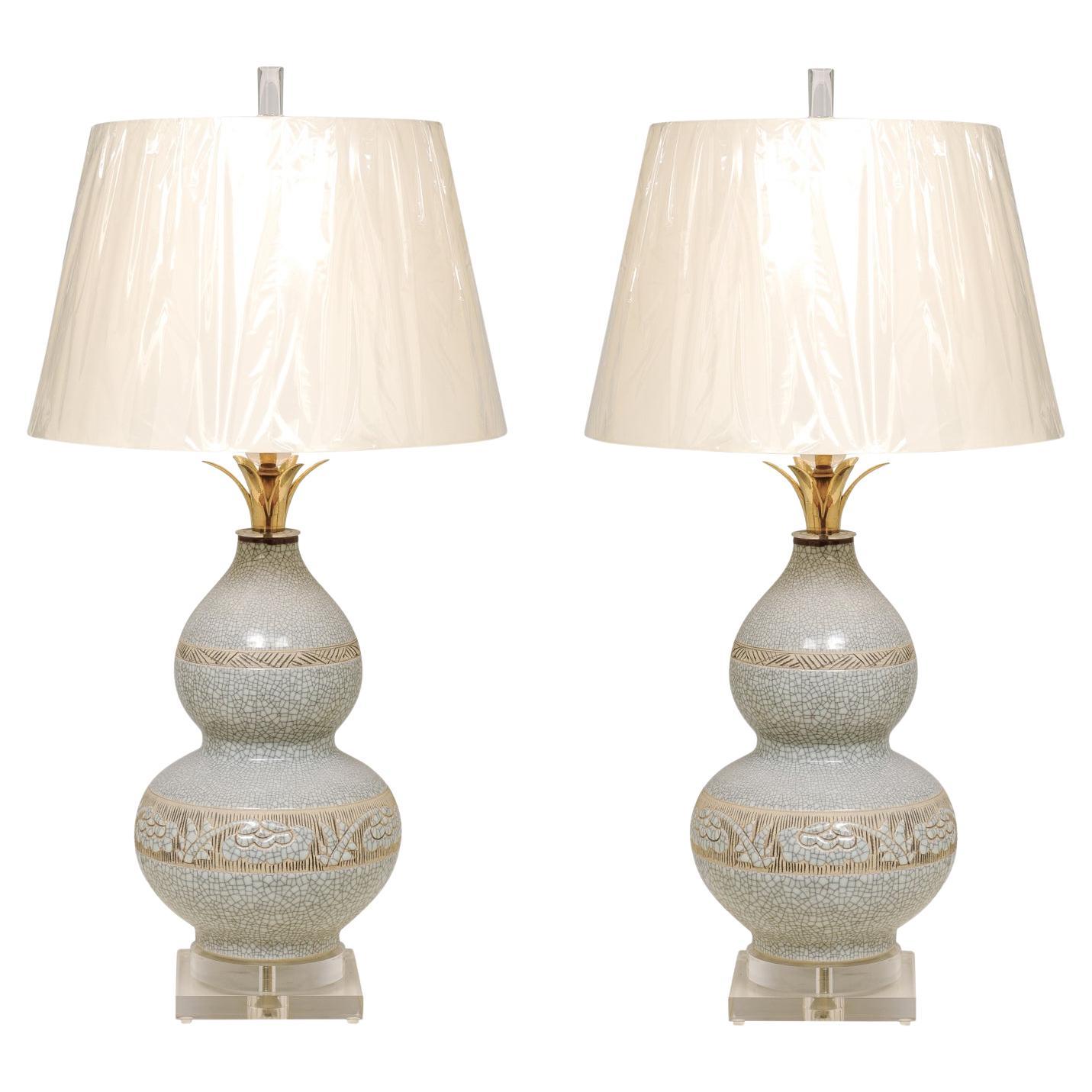 Exquisites restauriertes Paar Kalebassenlampen von Marbro, Italien, um 1960 im Angebot