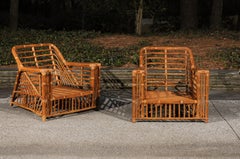 Exquisite Restored Pair of Modern President's Loungers by McGuire, circa 1985
