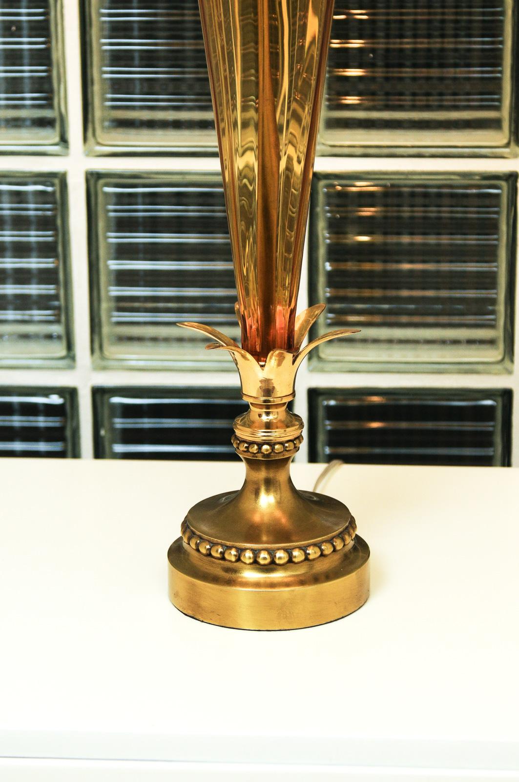 Exquisite Restored Pair of Vintage Amber Murano Tornado Lamps, Italy, c 1960 For Sale 1