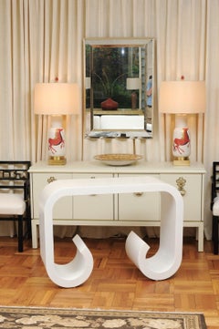 Exquisite Restored Waterfall Scroll Console by Baker, circa 1975