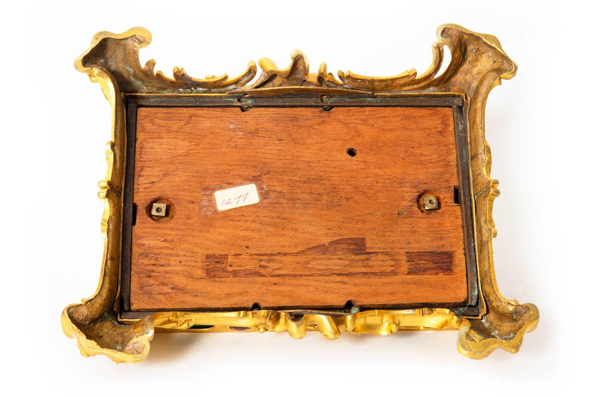 Squisito set da scrivania rococò in bronzo dorato con calamaio in malachite del 1880 ca. 1880 in vendita 7