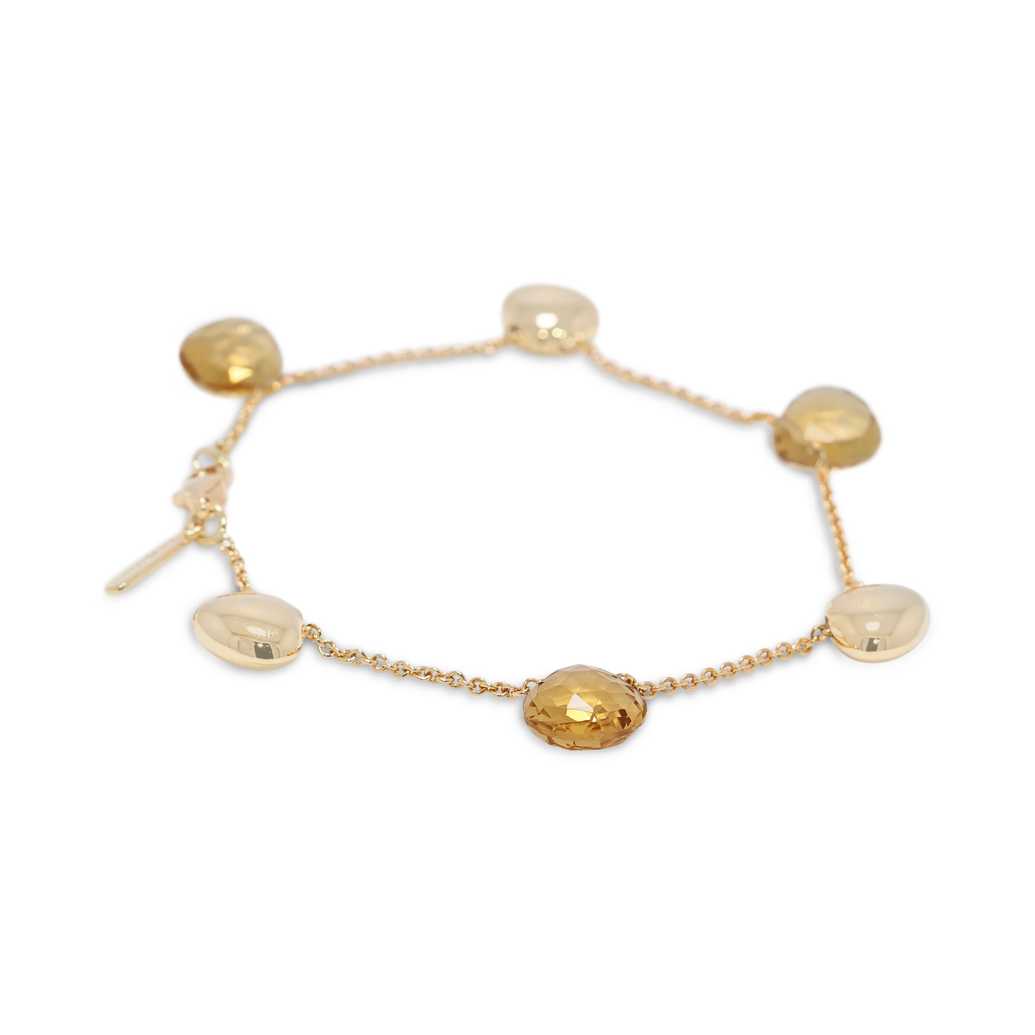 Bracelet exquis de citrine taillée en rose en or jaune 18k Pour femmes en vente