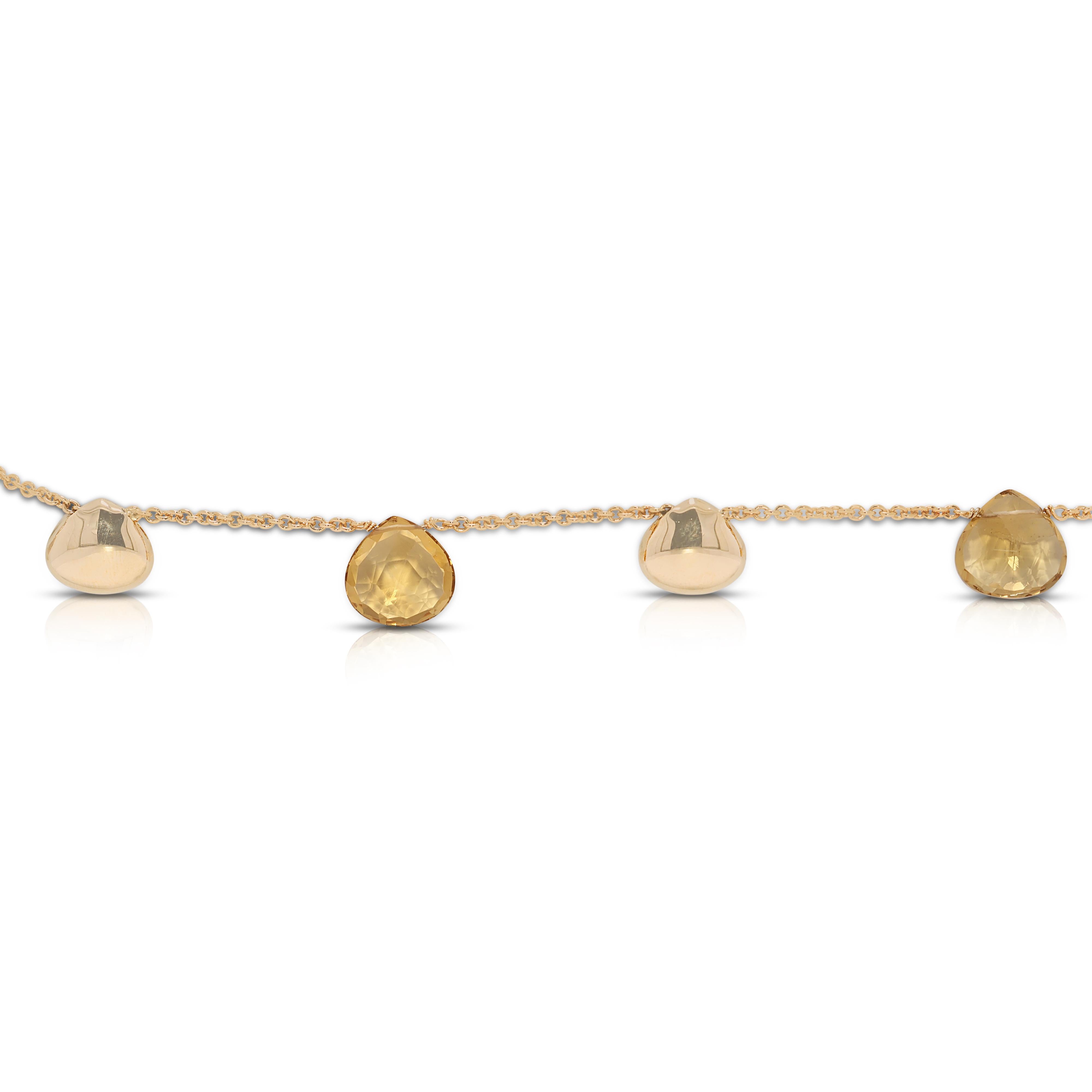 Bracelet exquis de citrine taillée en rose en or jaune 18k en vente 1