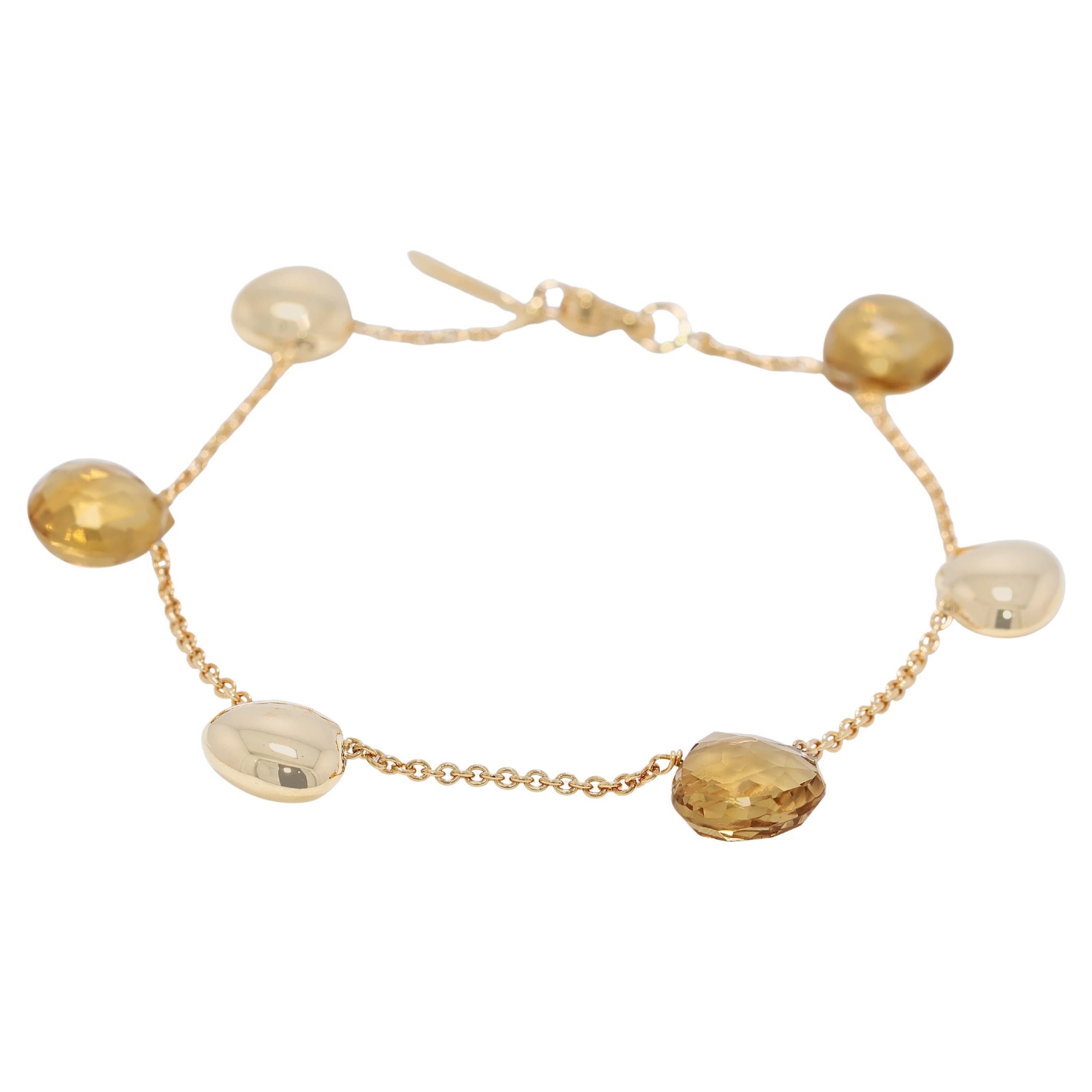 Bracelet exquis de citrine taillée en rose en or jaune 18k en vente