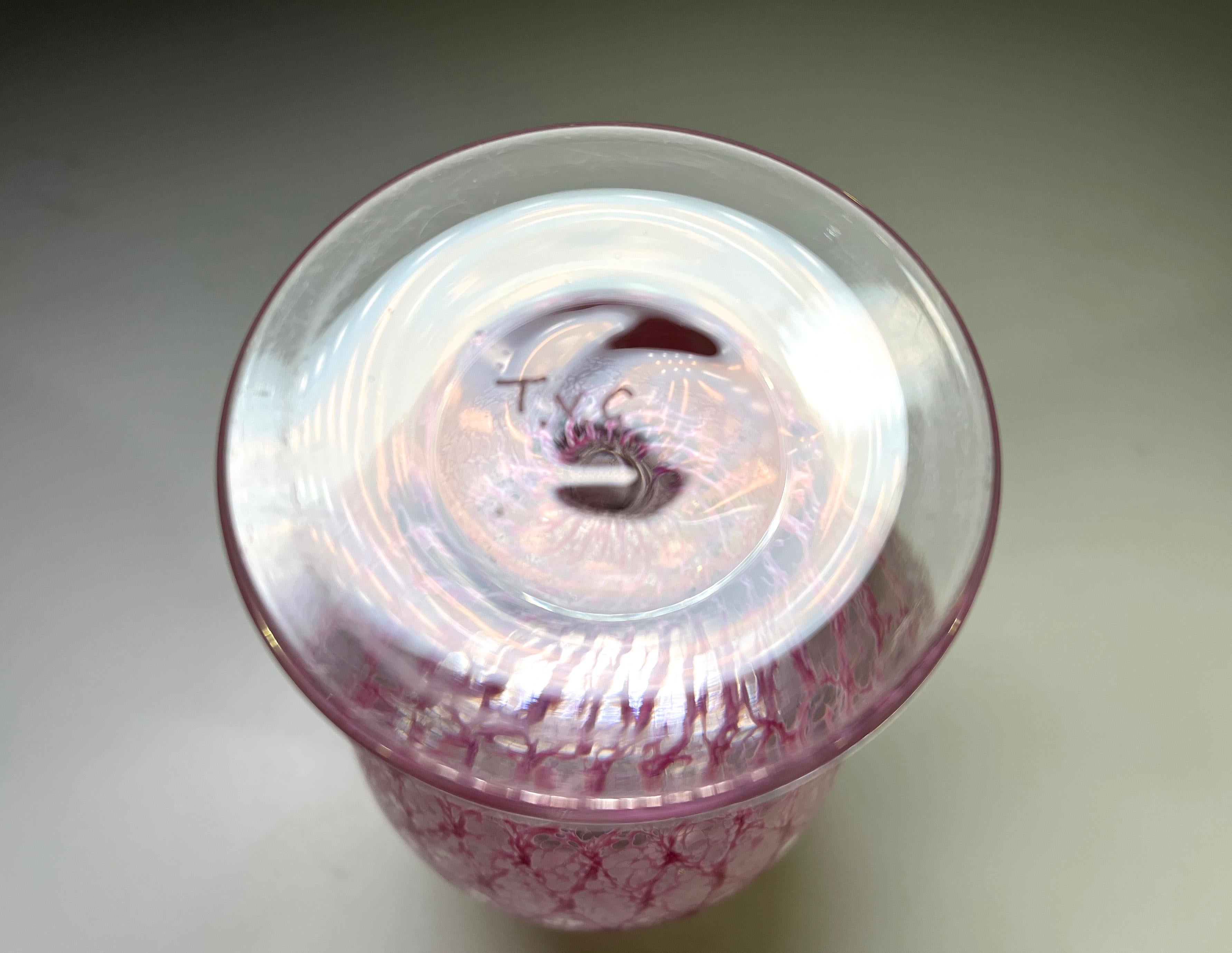 Exquisite Rose Pink English Hand Blown Crystal Perfume Bottle, c1980s 5