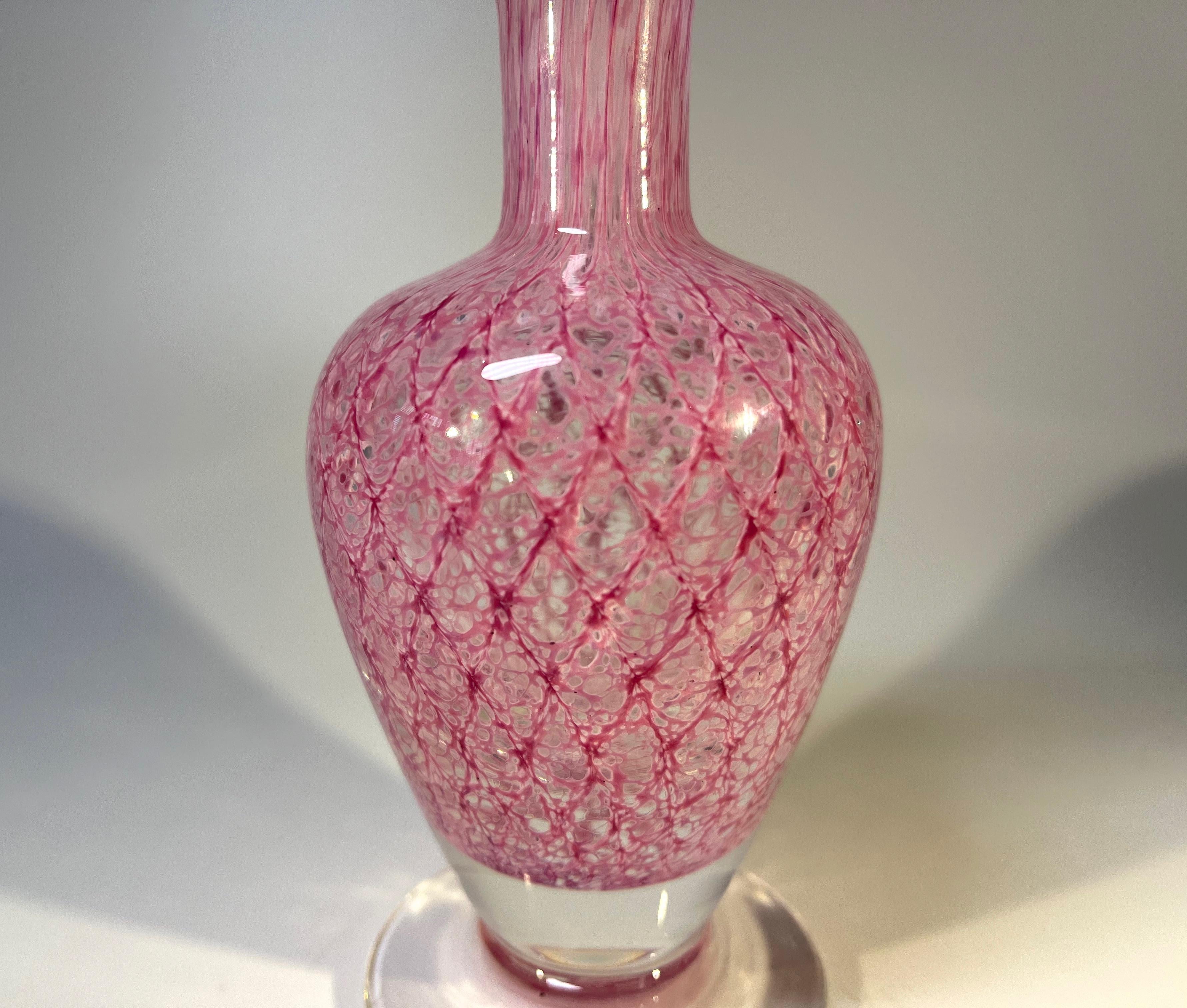 Exquisite Rose Pink English Hand Blown Crystal Perfume Bottle, c1980s 1