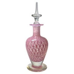 Exquisite Rose Pink English Hand Blown Crystal Perfume Bottle, c1980s